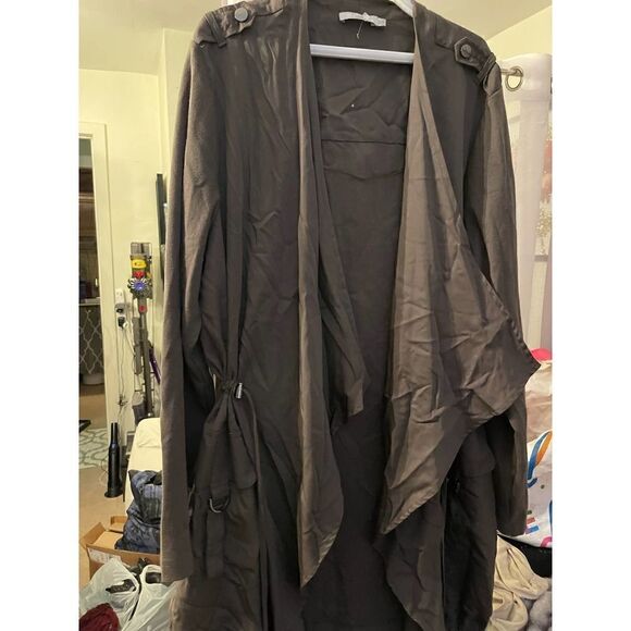 Olive green plus size drape jacket/coat/trench cardigan - Picture 9 of 9